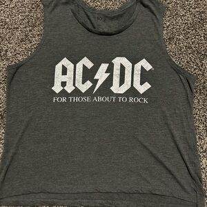 AC DC For Those About To Rock Music Tank Top Womens XL Graphic Heathered Gray